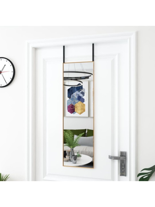 Zrcadlo na dveře zlaté 30 x 100 cm sklo a hliník