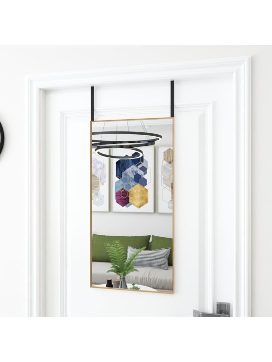 Zrcadlo na dveře zlaté 40 x 80 cm sklo a hliník
