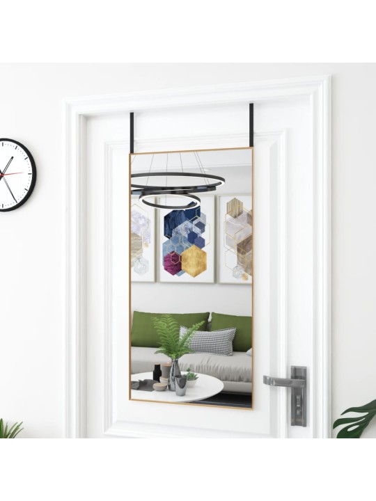Zrcadlo na dveře zlaté 50 x 100 cm sklo a hliník