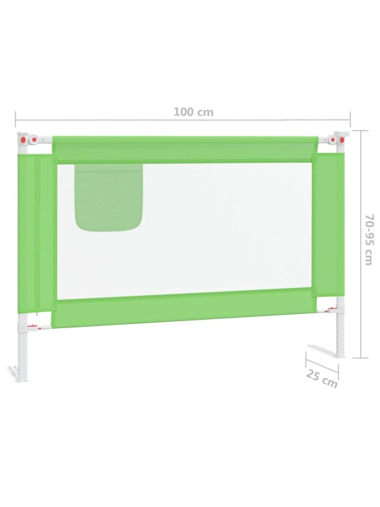 Dětská zábrana k postýlce zelená 100 x 25 cm textil