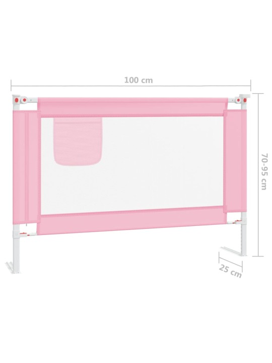 Dětská zábrana k postýlce růžová 100 x 25 cm textil