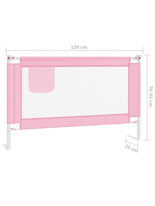 Dětská zábrana k postýlce růžová 120 x 25 cm textil