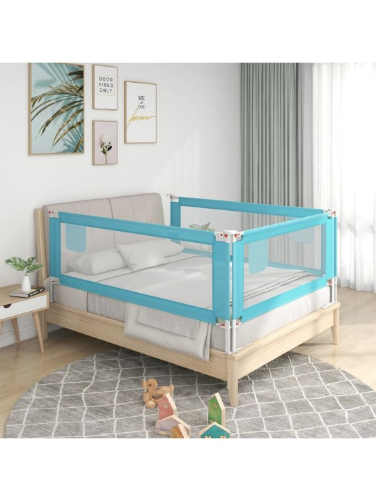 Dětská zábrana k postýlce modrá 150 x 25 cm textil
