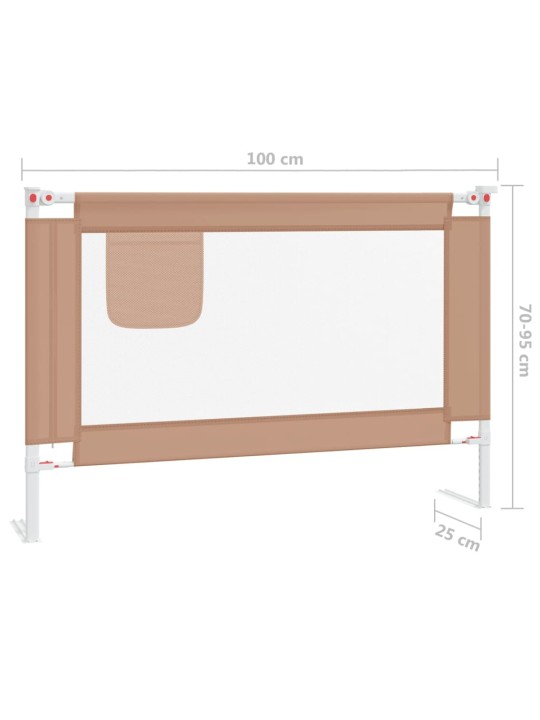 Dětská zábrana k postýlce taupe 100 x 25 cm textil