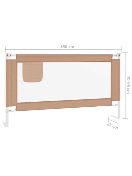 Dětská zábrana k postýlce taupe 150 x 25 cm textil