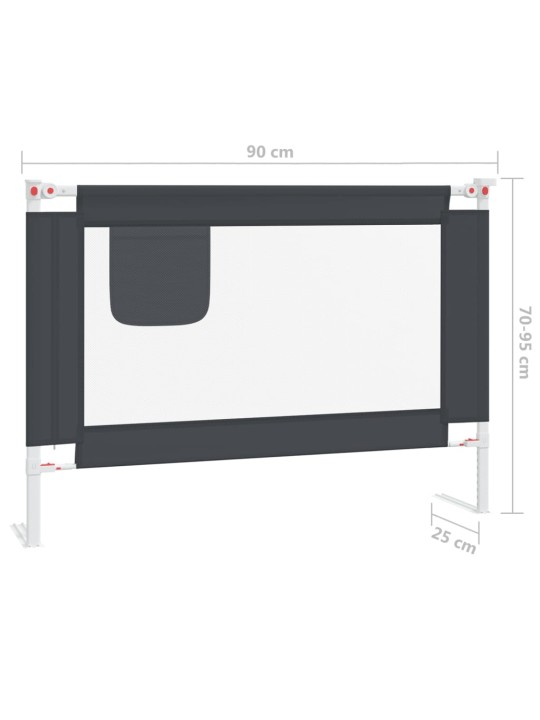 Dětská zábrana k postýlce tmavě šedá 90 x 25 cm textil