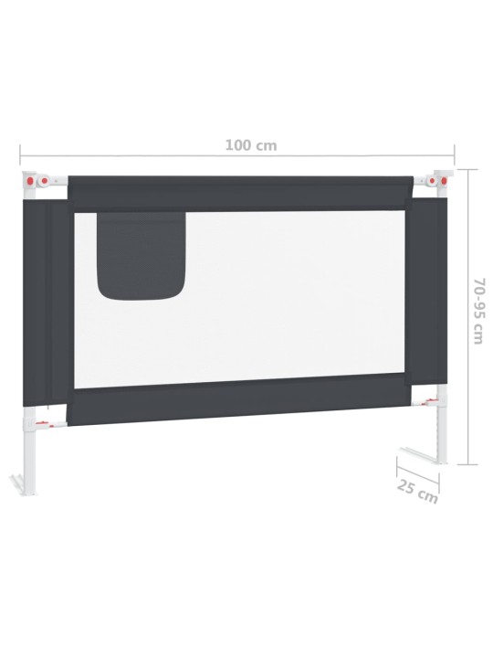 Dětská zábrana k postýlce tmavě šedá 100 x 25 cm textil