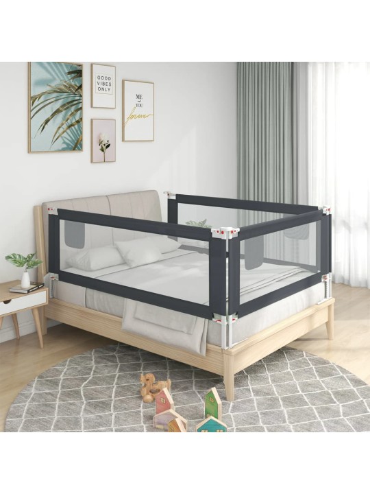 Dětská zábrana k postýlce tmavě šedá 140 x 25 cm textil