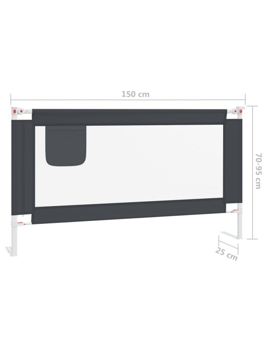 Dětská zábrana k postýlce tmavě šedá 150 x 25 cm textil