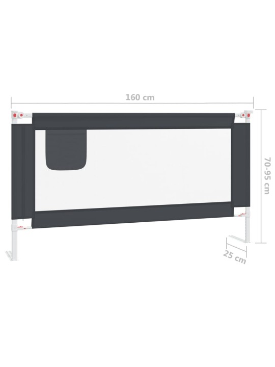 Dětská zábrana k postýlce tmavě šedá 160 x 25 cm textil