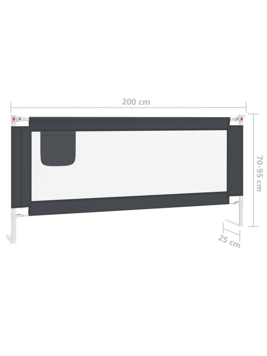 Dětská zábrana k postýlce tmavě šedá 200 x 25 cm textil