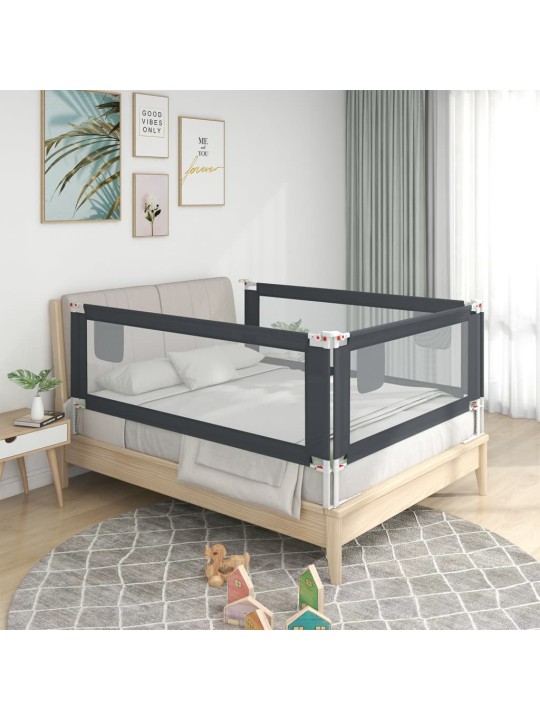 Dětská zábrana k postýlce tmavě šedá 200 x 25 cm textil