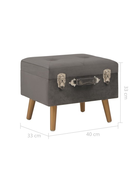Stolička s úložným prostorem 40 cm šedá samet