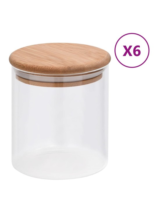 Skleněné dózy s bambusovým víčkem 6 ks 600 ml
