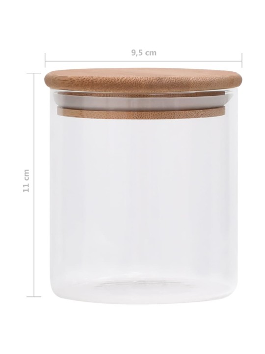 Skleněné dózy s bambusovým víčkem 6 ks 600 ml