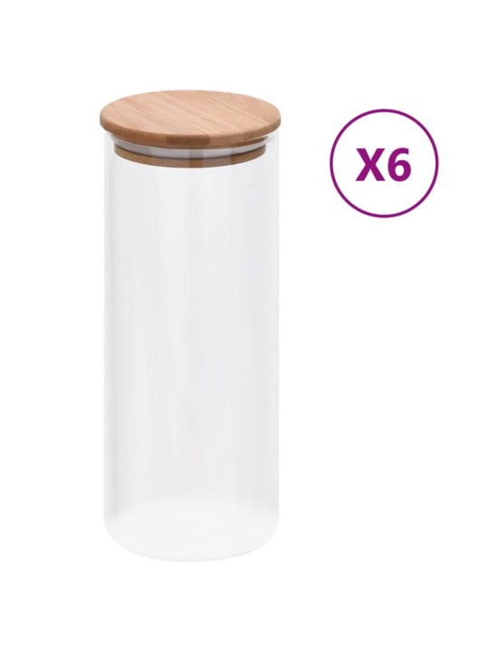 Skleněné dózy s bambusovým víčkem 6 ks 1000 ml