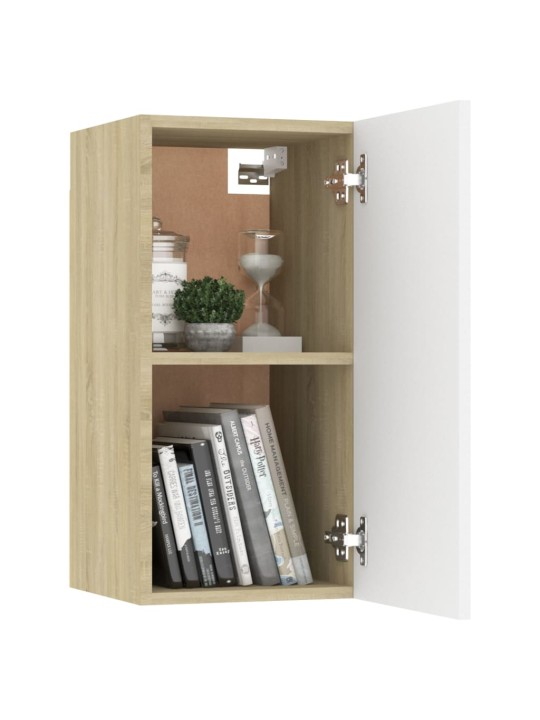 TV stolky 2 ks bílé a dub sonoma 30,5x30x60 cm kompozitní dřevo