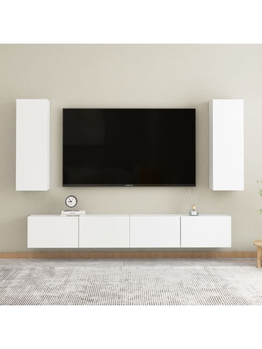 TV stolek bílý 30,5x30x90 cm kompozitní dřevo