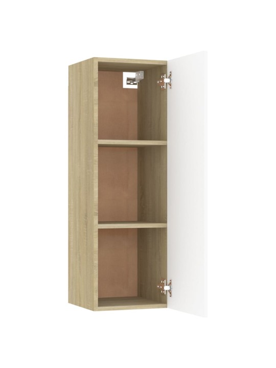 TV stolek bílý a dub sonoma 30,5x30x90 cm kompozitní dřevo