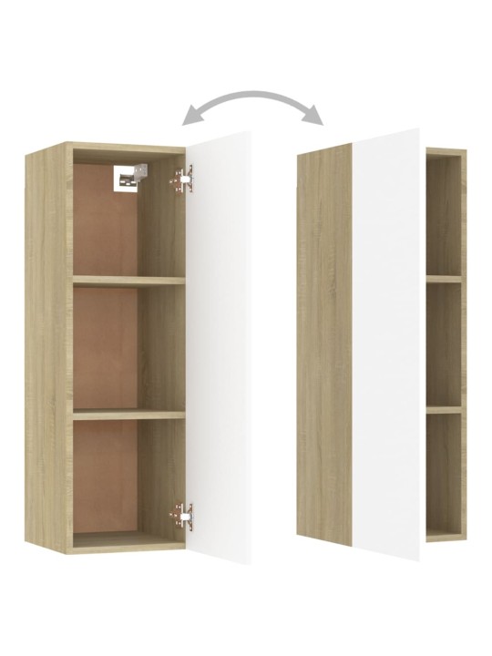 TV stolek bílý a dub sonoma 30,5x30x90 cm kompozitní dřevo
