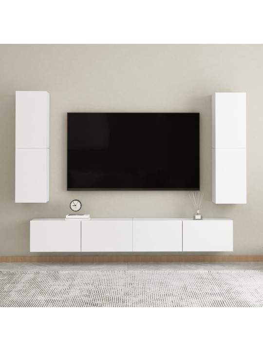 TV stolek bílý 30,5x30x110 cm kompozitní dřevo