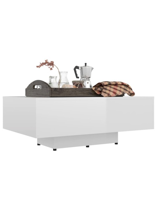 Konferenční stolek bílý lesklý 85 x 55 x 31 cm kompozitní dřevo
