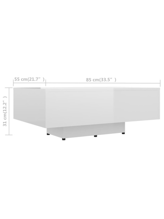 Konferenční stolek bílý lesklý 85 x 55 x 31 cm kompozitní dřevo