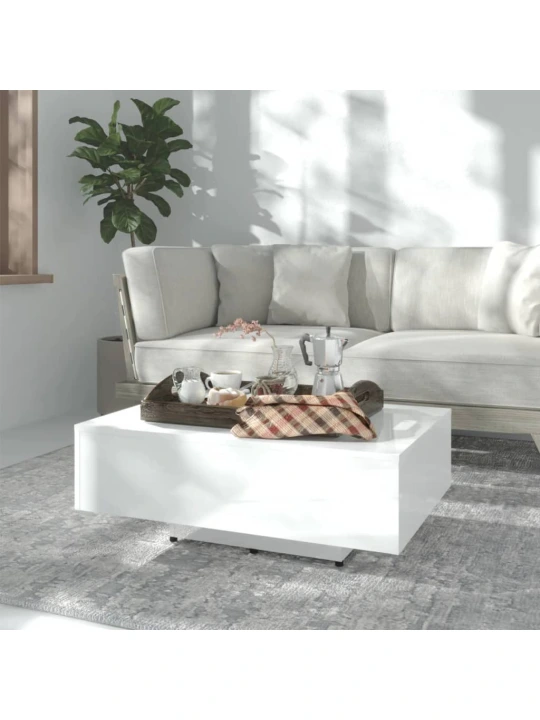 Konferenční stolek bílý lesklý 85 x 55 x 31 cm kompozitní dřevo
