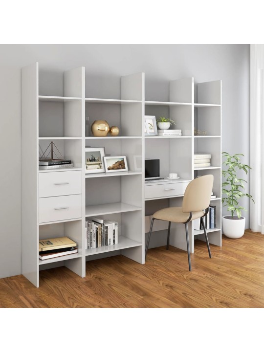 Knihovna bílá s vysokým leskem 60x35x180 cm kompozitní dřevo