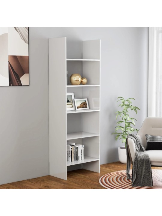 Knihovna bílá s vysokým leskem 60x35x180 cm kompozitní dřevo