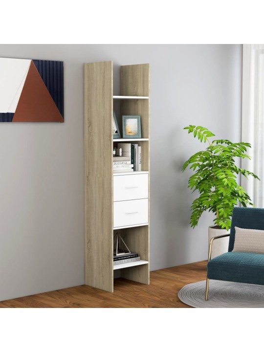 Knihovna bílá a dub sonoma 40 x 35 x 180 cm kompozitní dřevo