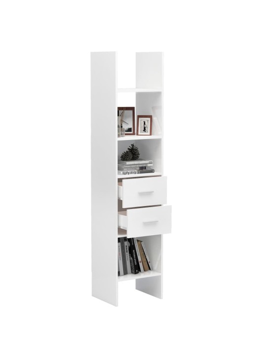 Knihovna bílá s vysokým leskem 40x35x180 cm kompozitní dřevo