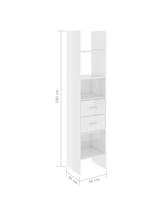 Knihovna bílá s vysokým leskem 40x35x180 cm kompozitní dřevo