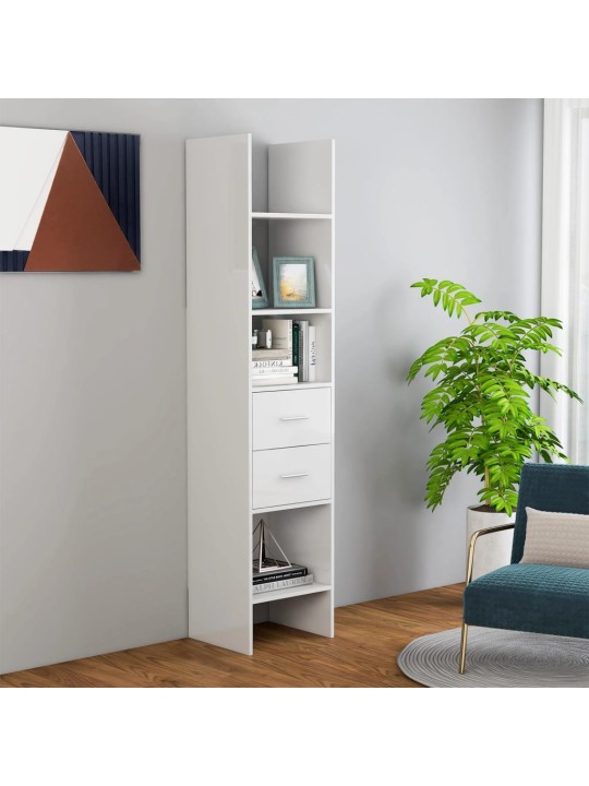 Knihovna bílá s vysokým leskem 40x35x180 cm kompozitní dřevo