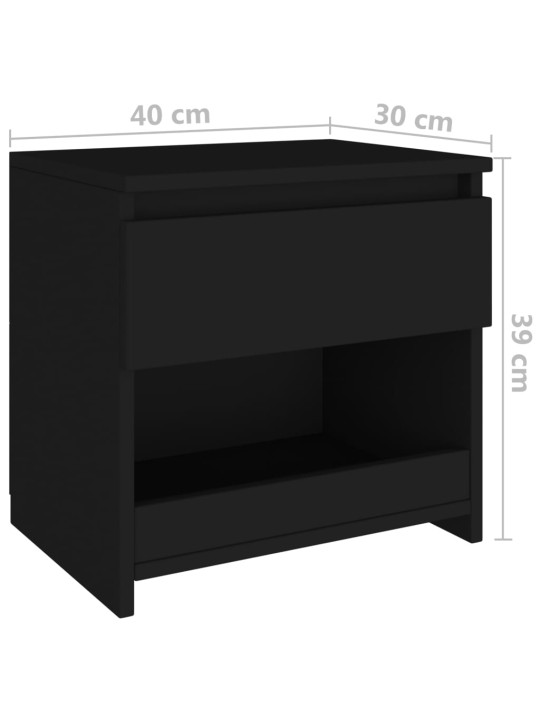 Noční stolky 2 ks černé 40 x 30 x 39 cm kompozitní dřevo
