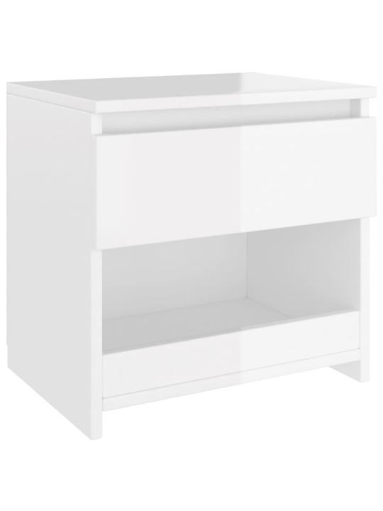 Noční stolek bílý s vysokým leskem 40x30x39 cm kompozitní dřevo