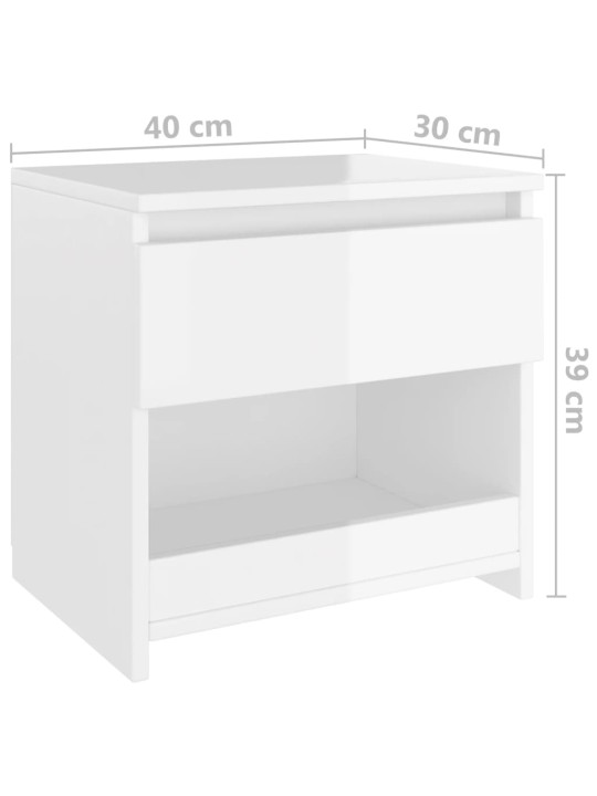 Noční stolek bílý s vysokým leskem 40x30x39 cm kompozitní dřevo