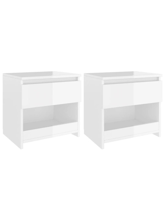 Noční stolky 2 ks bílé vysoký lesk 40x30x39 cm kompozitní dřevo