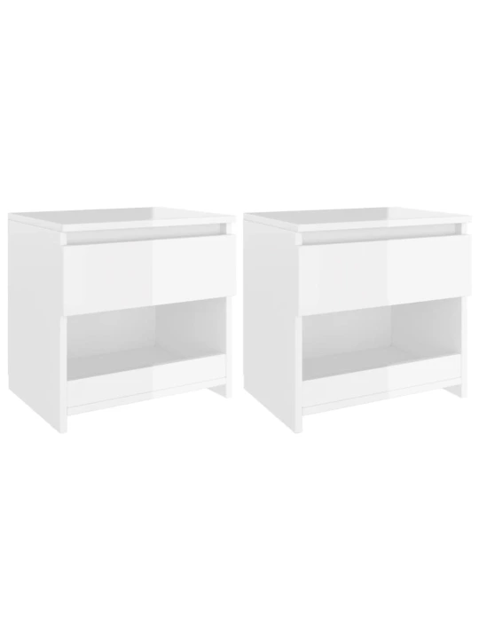Noční stolky 2 ks bílé vysoký lesk 40x30x39 cm kompozitní dřevo