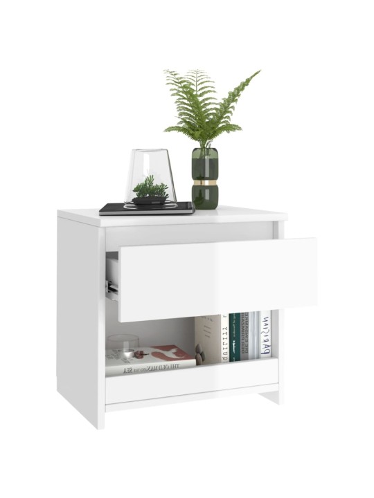 Noční stolky 2 ks bílé vysoký lesk 40x30x39 cm kompozitní dřevo