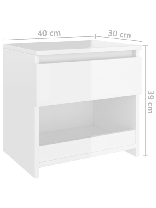 Noční stolky 2 ks bílé vysoký lesk 40x30x39 cm kompozitní dřevo