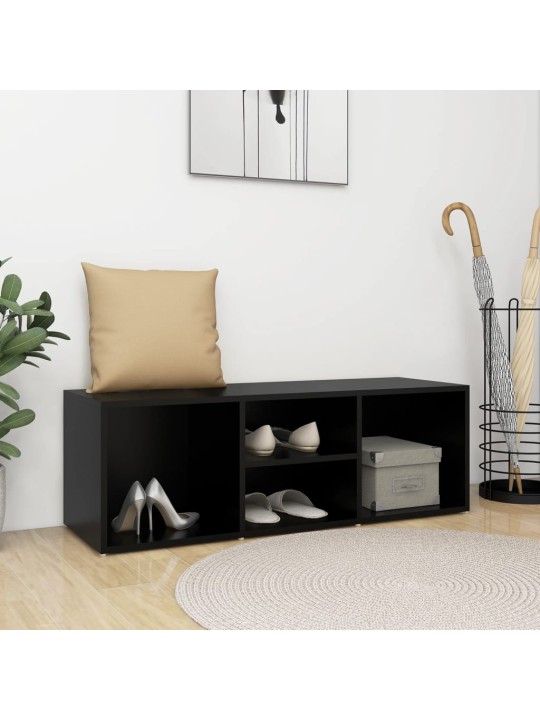 Botníková lavice černá 105 x 35 x 35 cm kompozitní dřevo
