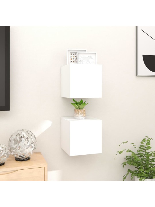 Nástěnné TV skříňky 2 ks bílé 30,5x30x30 cm