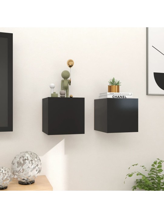 Nástěnné TV skříňky 2 ks černé 30,5x30x30 cm