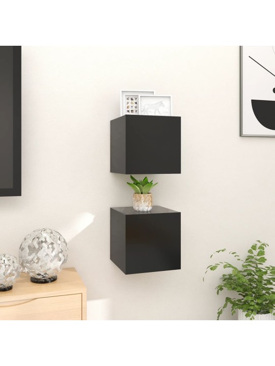 Nástěnné TV skříňky 2 ks černé 30,5x30x30 cm
