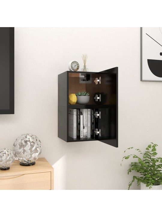 Nástěnné TV skříňky 2 ks černé 30,5x30x30 cm