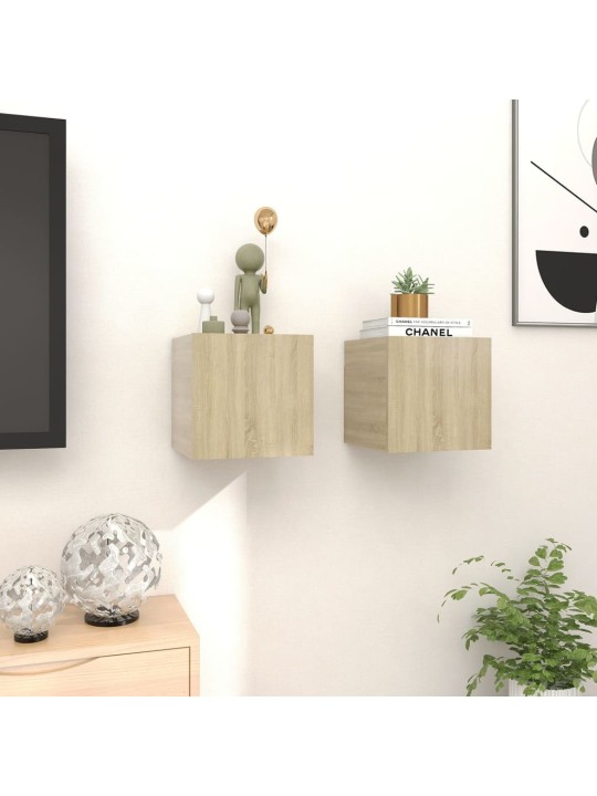 Nástěnné TV skříňky 2 ks dub sonoma 30,5x30x30 cm