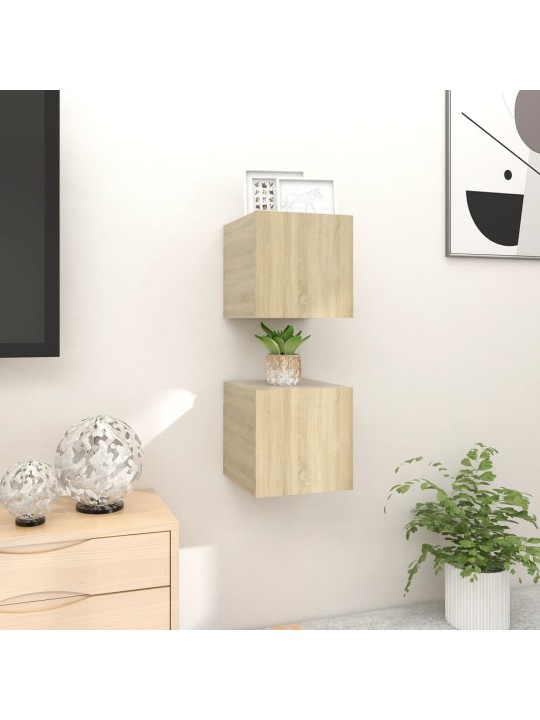 Nástěnné TV skříňky 2 ks dub sonoma 30,5x30x30 cm