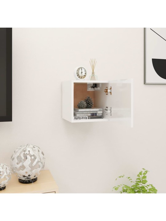 Nástěnná TV skříňka bílá s vysokým leskem 30,5x30x30 cm
