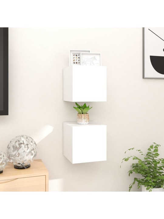 Nástěnné TV skříňky 2 ks bílé s vysokým leskem 30,5x30x30 cm